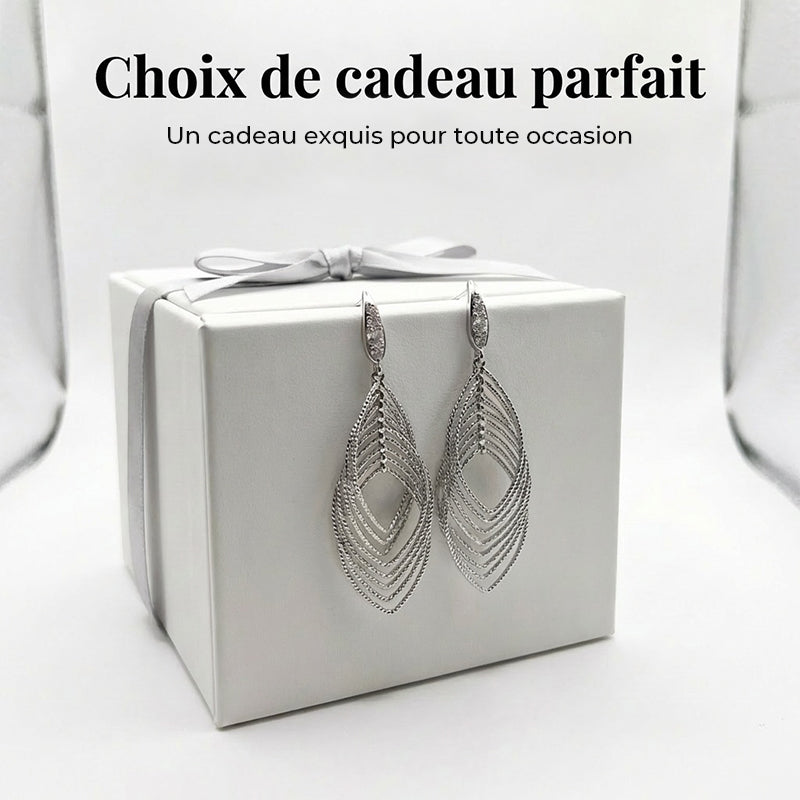 Boucles d'oreilles pendantes à feuilles superposées pour femme