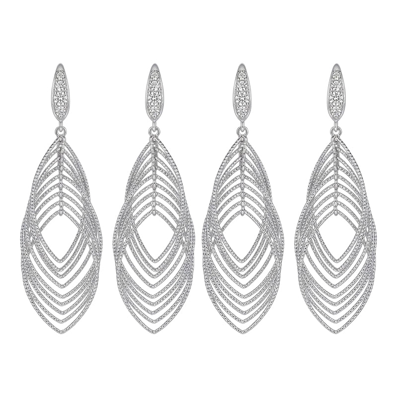 Boucles d'oreilles pendantes à feuilles superposées pour femme