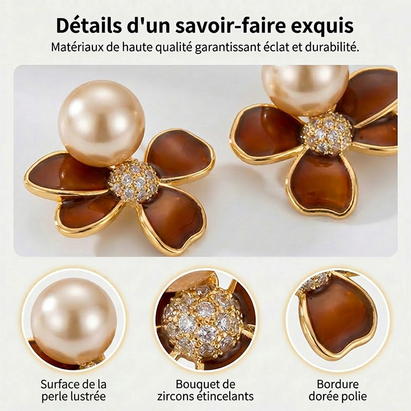 Boucles d'oreilles puces florales style vintage pour femme