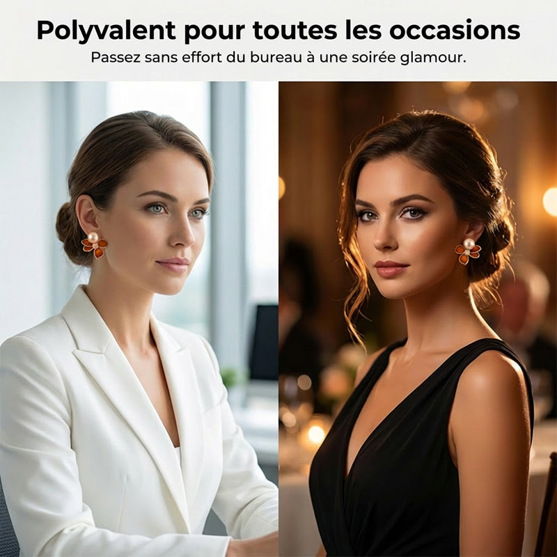 Boucles d'oreilles puces florales style vintage pour femme