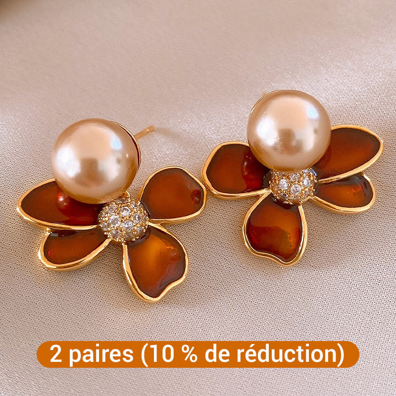 Boucles d'oreilles puces florales style vintage pour femme