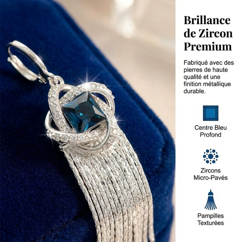 Boucles d'oreilles élégantes à nœud en zircon et longues pampilles