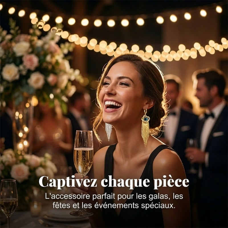 Boucles d'oreilles élégantes à nœud en zircon et longues pampilles