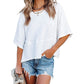 🌸 PROMO LIMITÉE 50% DE RÉDUCTION ! 👕 T-shirt à Manches Évasées Cinq Points – Coupe Détendue, Patchwork, Uni 🍂