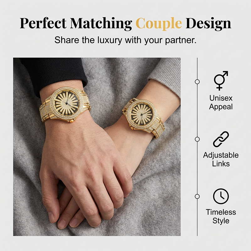 ⌚🔥Montre Homme Cadran Rotatif Serti de Diamants