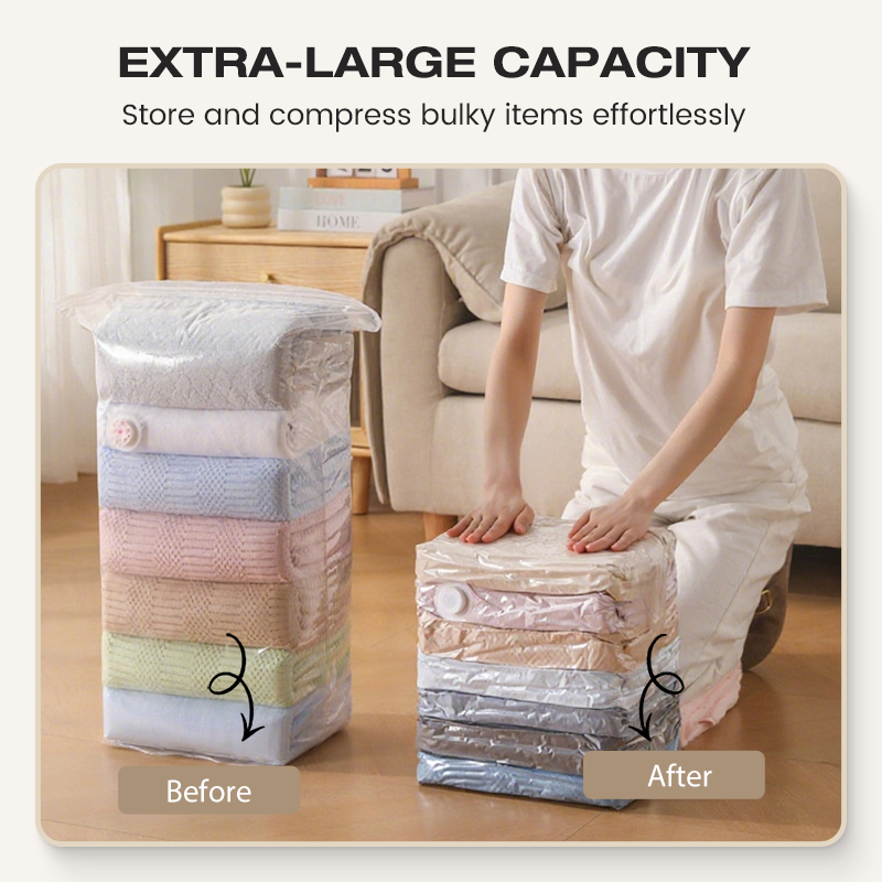 🧳📦 Sacs de Rangement Sous Vide Sans Pompe – Grande Capacité, Compression Rapide et Matériau PA+PE Renforcé