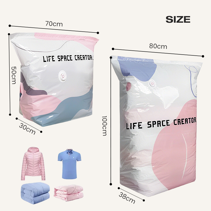 🧳📦 Sacs de Rangement Sous Vide Sans Pompe – Grande Capacité, Compression Rapide et Matériau PA+PE Renforcé