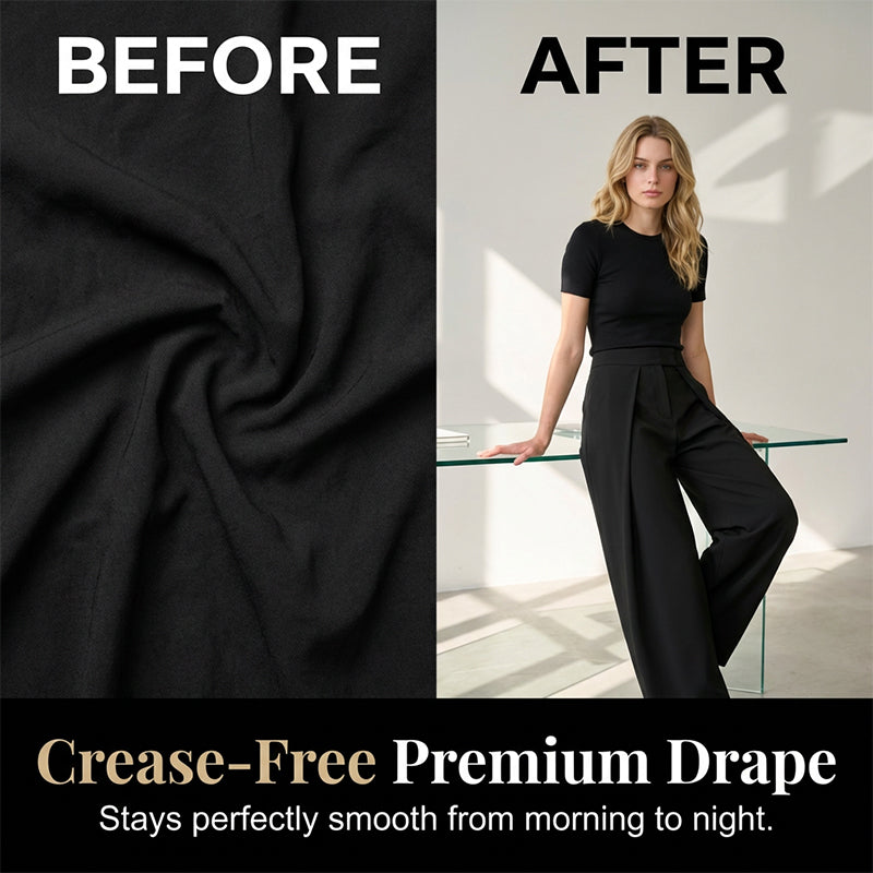 Pantalon large à taille haute et plissé pour femme