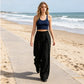 Pantalon large à taille haute et plissé pour femme