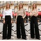 Pantalon large à taille haute et plissé pour femme
