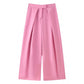 Pantalon large à taille haute et plissé pour femme
