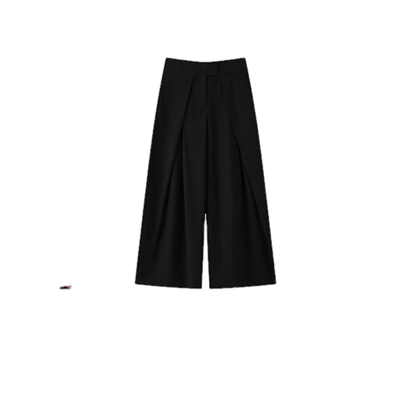 Pantalon large à taille haute et plissé pour femme