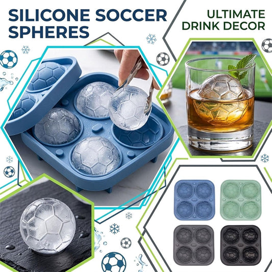 📢📢50 % DE RÉDUCTION !! ⏰ Moule à Glaçons Football Silicone – Boules 5,5cm, Fusion Lente, Design Anti-Fuite, 4 Couleurs, Parfait pour Soirées Match & Cocktails 🥂
