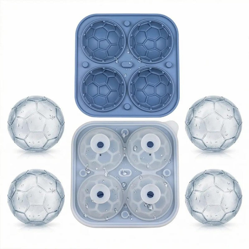 📢📢50 % DE RÉDUCTION !! ⏰ Moule à Glaçons Football Silicone – Boules 5,5cm, Fusion Lente, Design Anti-Fuite, 4 Couleurs, Parfait pour Soirées Match & Cocktails 🥂