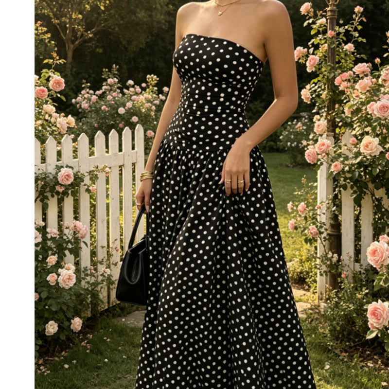 Robe bustier à pois tendance pour femme