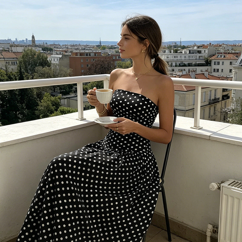 Robe bustier à pois tendance pour femme