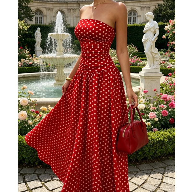 Robe bustier à pois tendance pour femme