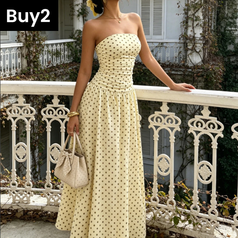 Robe bustier à pois tendance pour femme