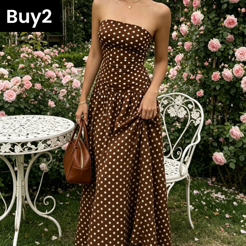 Robe bustier à pois tendance pour femme