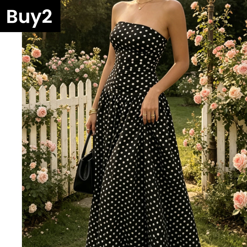 Robe bustier à pois tendance pour femme