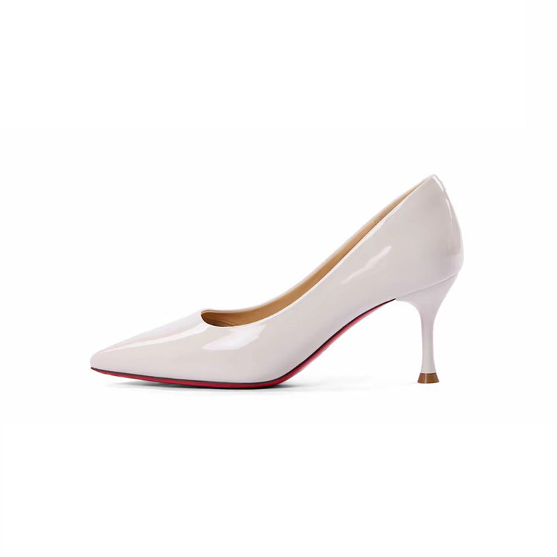 Escarpins à talons aiguilles en cuir verni pour femmes avec semelle rouge