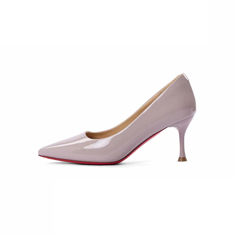 Escarpins à talons aiguilles en cuir verni pour femmes avec semelle rouge