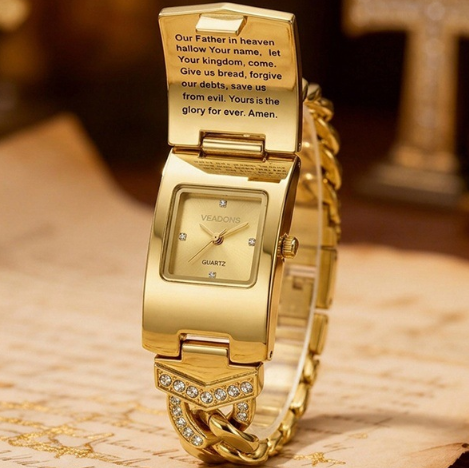 💎🔥 NOUVEAUTÉ 2026 : PROMO EXCLUSIVE 50% ! ✨ Montre Croix en Cristal – Cadran Rectangulaire Luxe, Bracelet Acier & Éclat Unique ✝️