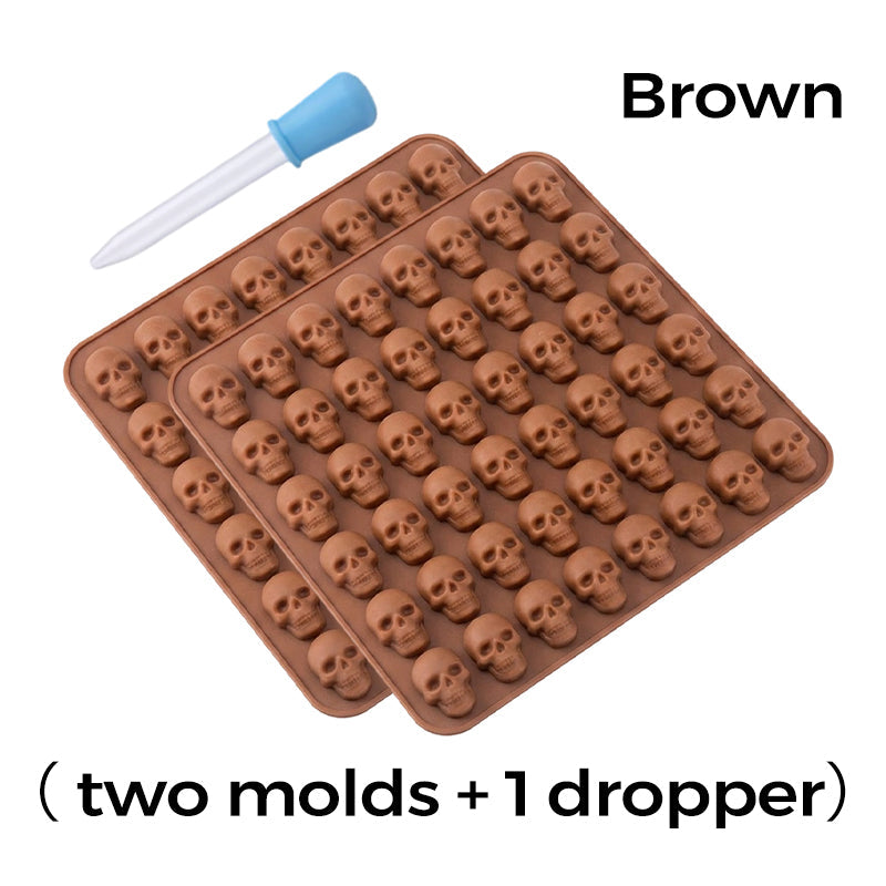 Ensemble de moules en silicone en forme de crâne avec compte-gouttes