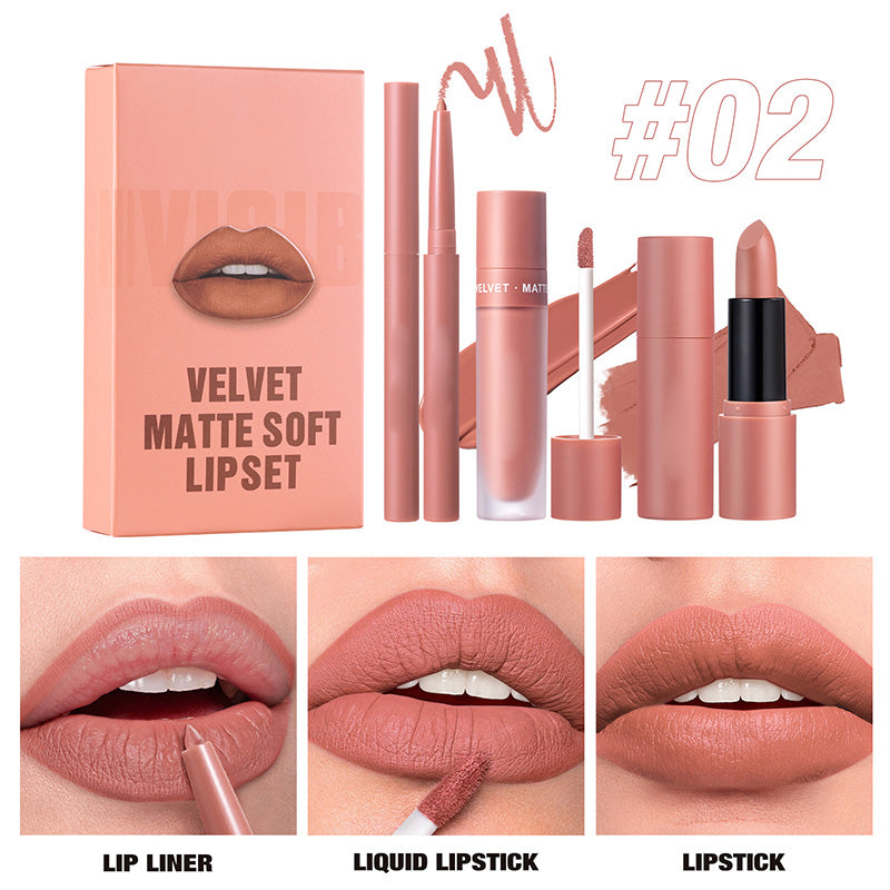 💥Coffret Crazy Three-Piece en édition limitée💥Ensemble de rouges à lèvres mats longue tenue et waterproof