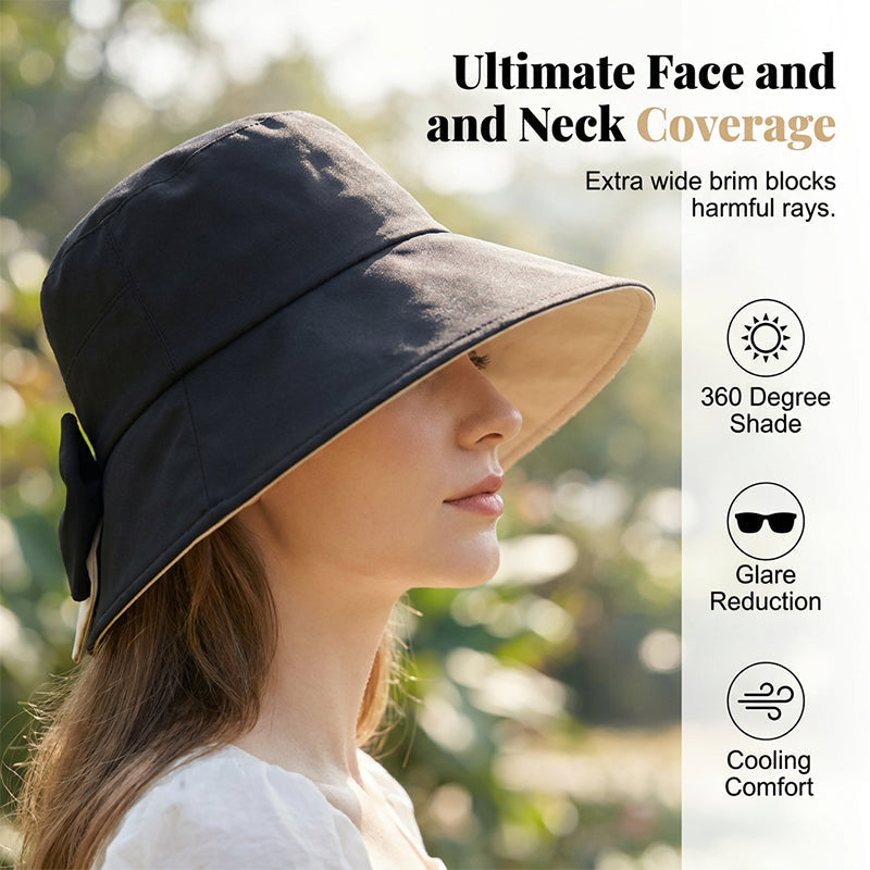 Chapeau de Soleil Femme à Larges Bords avec Nœud