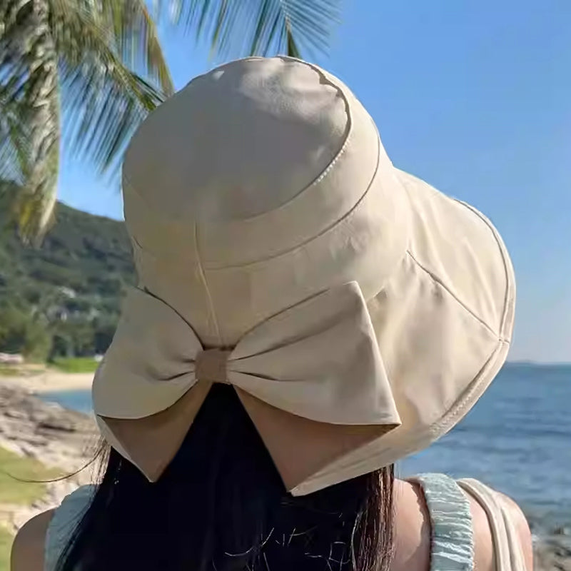 Chapeau de Soleil Femme à Larges Bords avec Nœud
