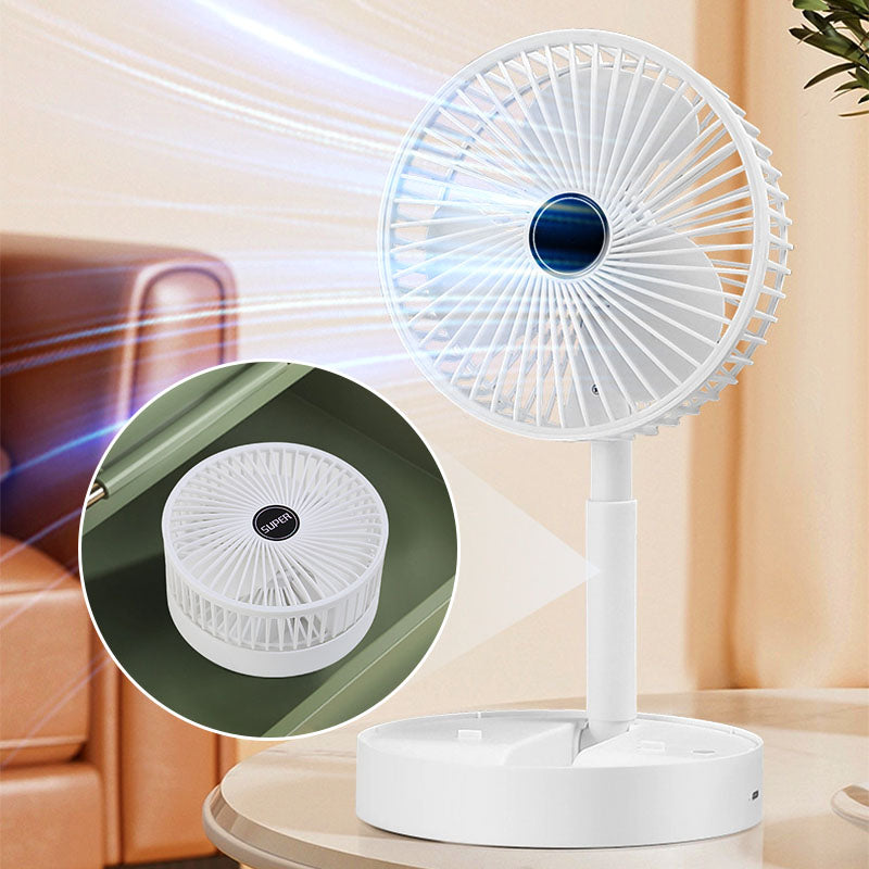 🌀🔋Ventilateur Télescopique Pliable Rechargeable USB – Silencieux, 180° Rotatif, 4 Vitesses, Portable ✨