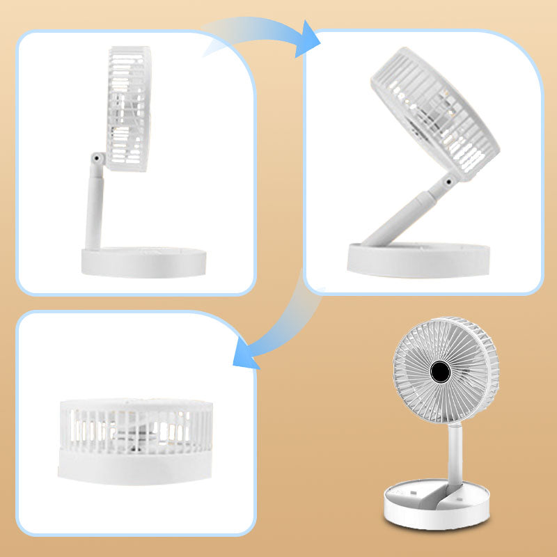 🌀🔋Ventilateur Télescopique Pliable Rechargeable USB – Silencieux, 180° Rotatif, 4 Vitesses, Portable ✨