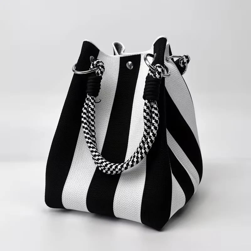 🏆🌴 VENTE LIMITÉE -50% ! Sac Bandoulière Bohème Tricoté à Rayures – Tissé à la Main, Été/Plage, 8+ Couleurs, 17×16×23 cm