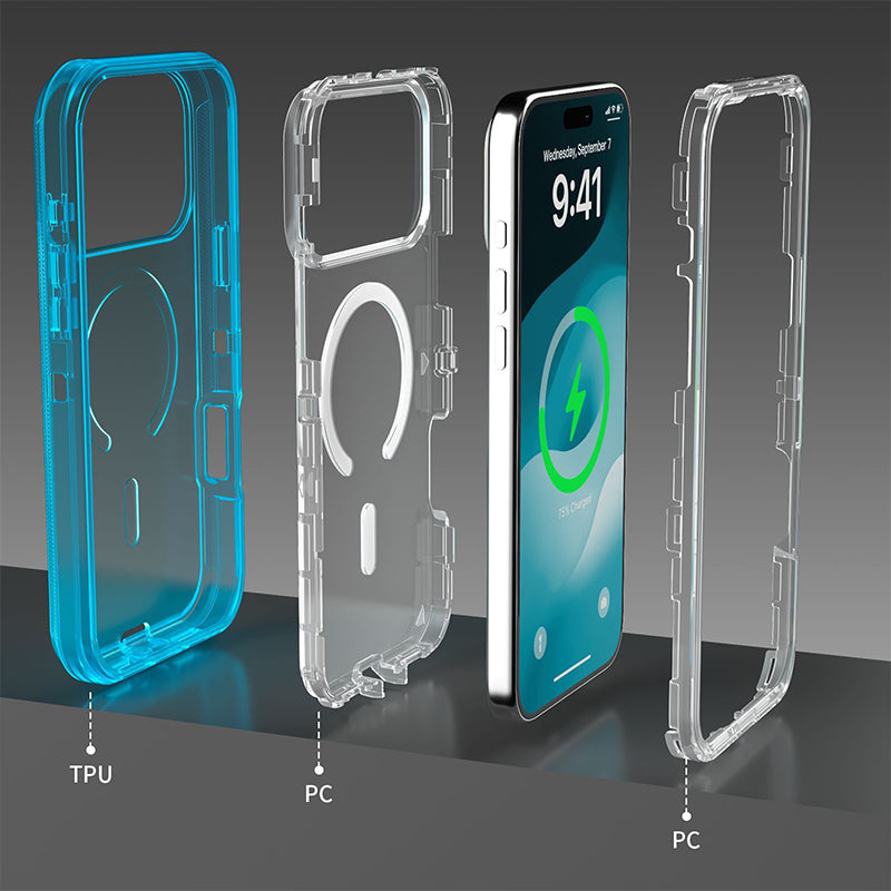 Étui de téléphone magnétique transparent antichoc avec fermeture magnétique puissante – Anti-jaunissement, protection à 360°, design fin ✨