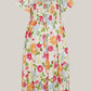 ⏰Soldes d'été : 70 % de réduction💃Robe midi à fleurs, col carré et smocks, avec poches