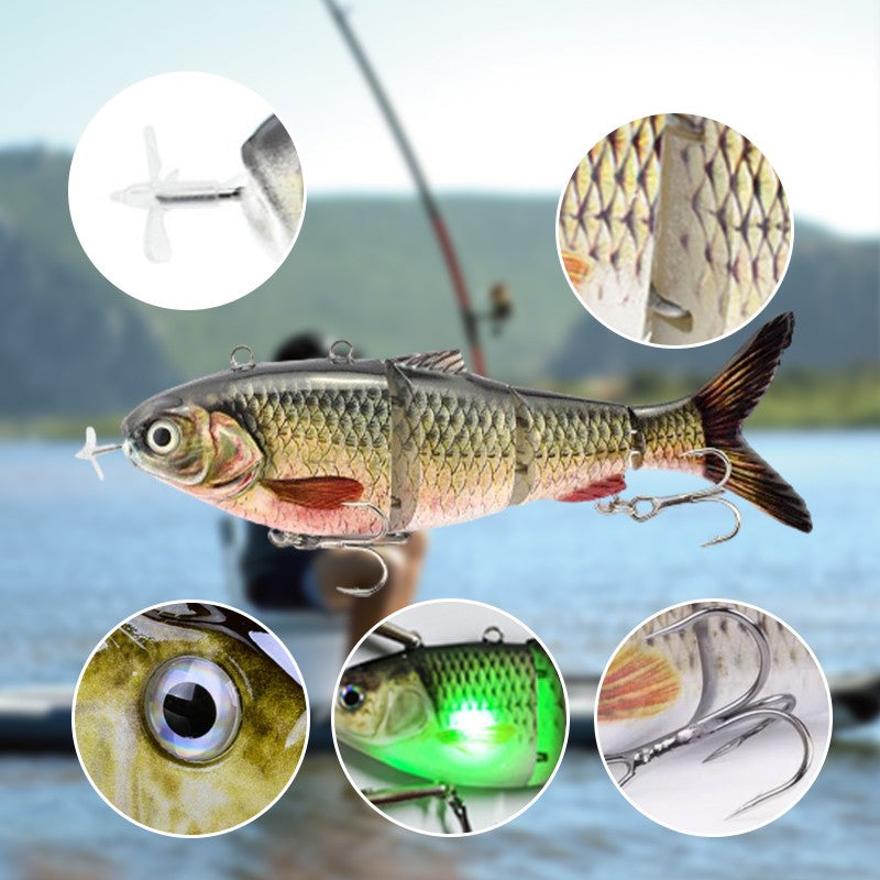 Leurre de pêche robotisé multi-articulé avec LED