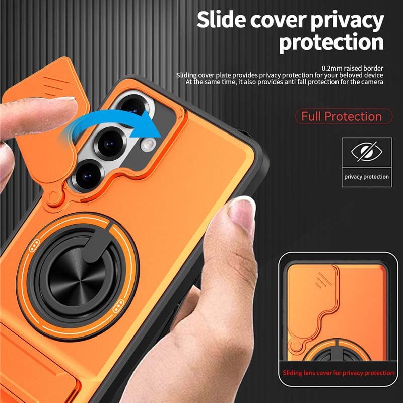 📱PROMO FLASH 50%🔋Coque Samsung Protection Lourde – Cache Caméra Coulissant, Anneau Support 360°, Compatible MagSafe, Double Couche, 5 Couleurs✨