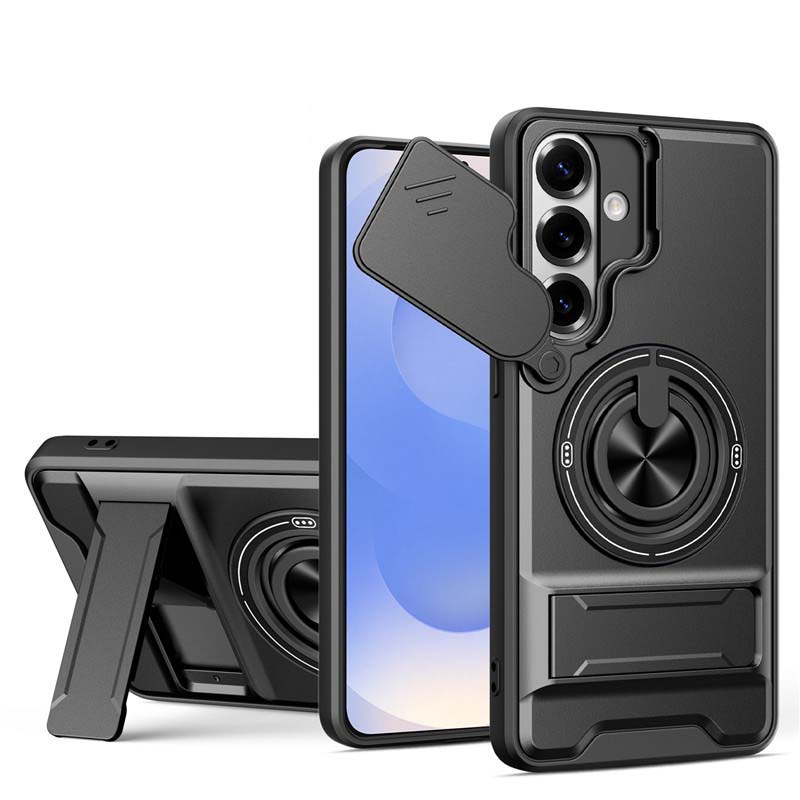 📱PROMO FLASH 50%🔋Coque Samsung Protection Lourde – Cache Caméra Coulissant, Anneau Support 360°, Compatible MagSafe, Double Couche, 5 Couleurs✨
