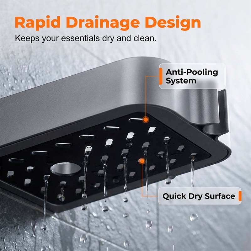Étagère de douche sans perçage pour barre de douche coulissante