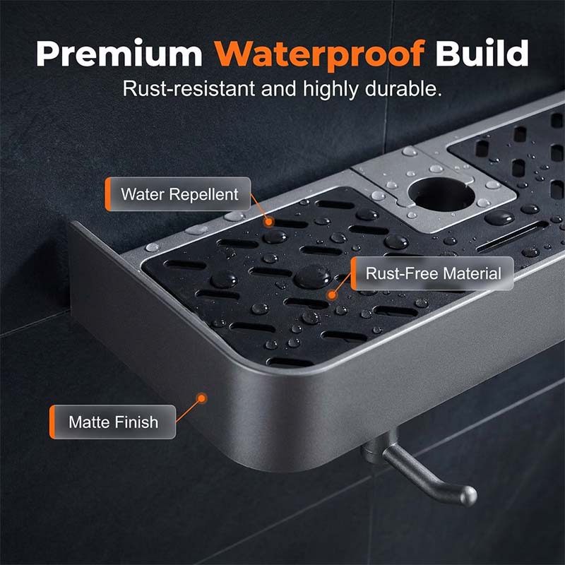 Étagère de douche sans perçage pour barre de douche coulissante