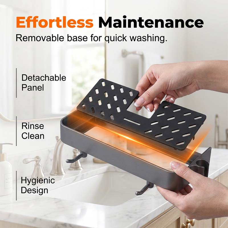 Étagère de douche sans perçage pour barre de douche coulissante