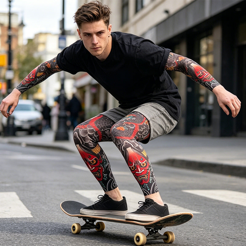 Manchons de bras rafraîchissants avec tatouage réaliste