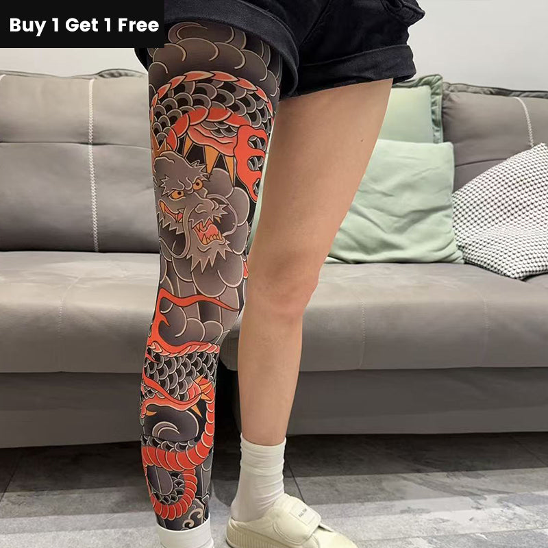 Manchons de bras rafraîchissants avec tatouage réaliste