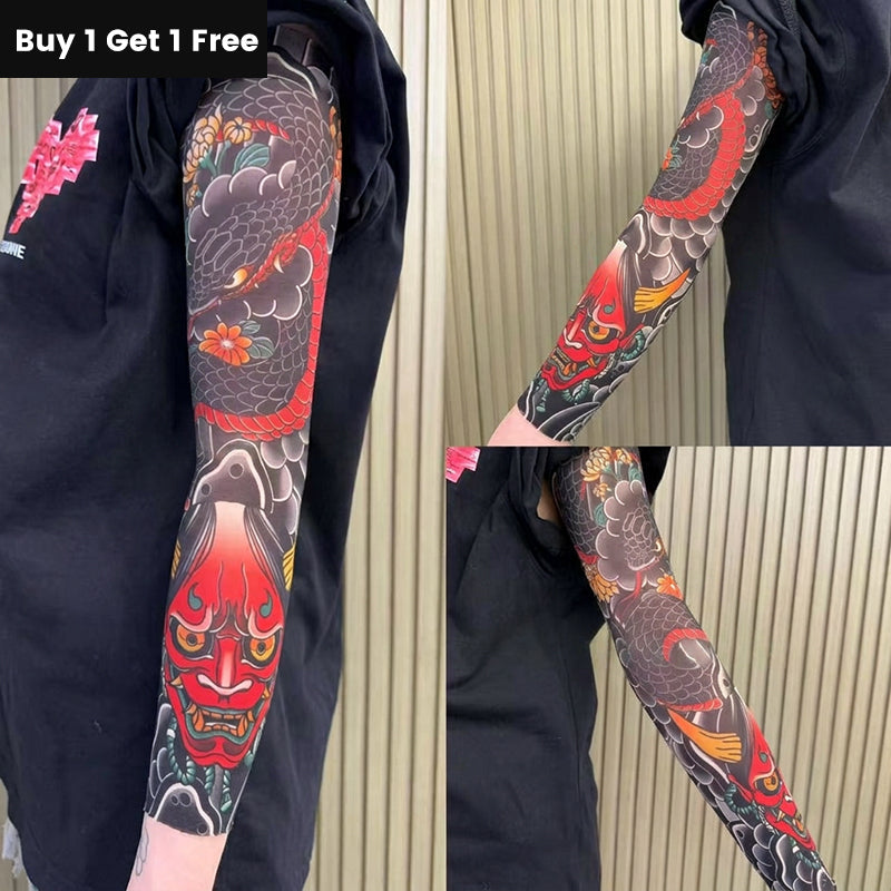Manchons de bras rafraîchissants avec tatouage réaliste