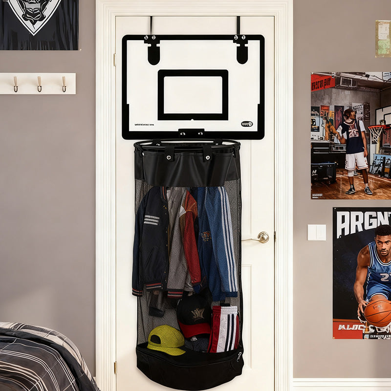 🏀 50% DE RÉDUCTION! 🧺 Panier à linge à accrocher – Filet, acrylique & bois, sans perçage ✨