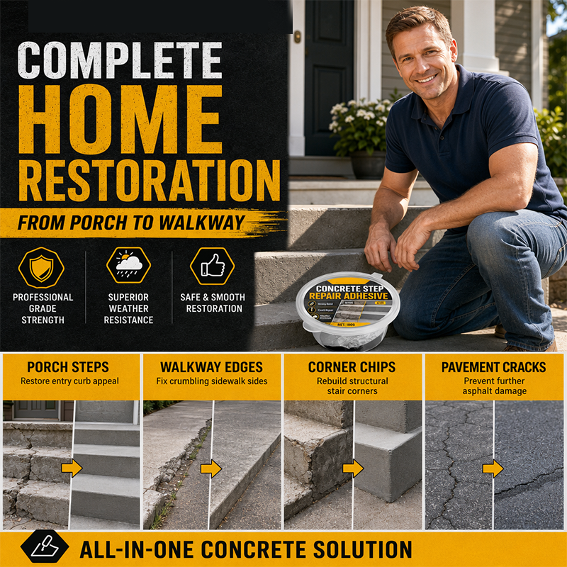 💞 PLUS DE 50 000 EXEMPLAIRES VENDUS ! 🔧🏠 50 % DE RÉDUCTION ! Colle de réparation pour marches en béton – Colle de manière permanente les marches et allées fissurées. Résistante aux intempéries : supporte la chaleur, le gel et la pluie! 🛡️✨