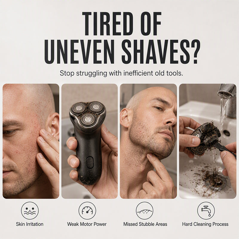 💈🔋 Rasoir Électrique 2-en-1 pour Crâne et Barbe – 30 Lames, Tête Flottante 360° et Affichage Numérique