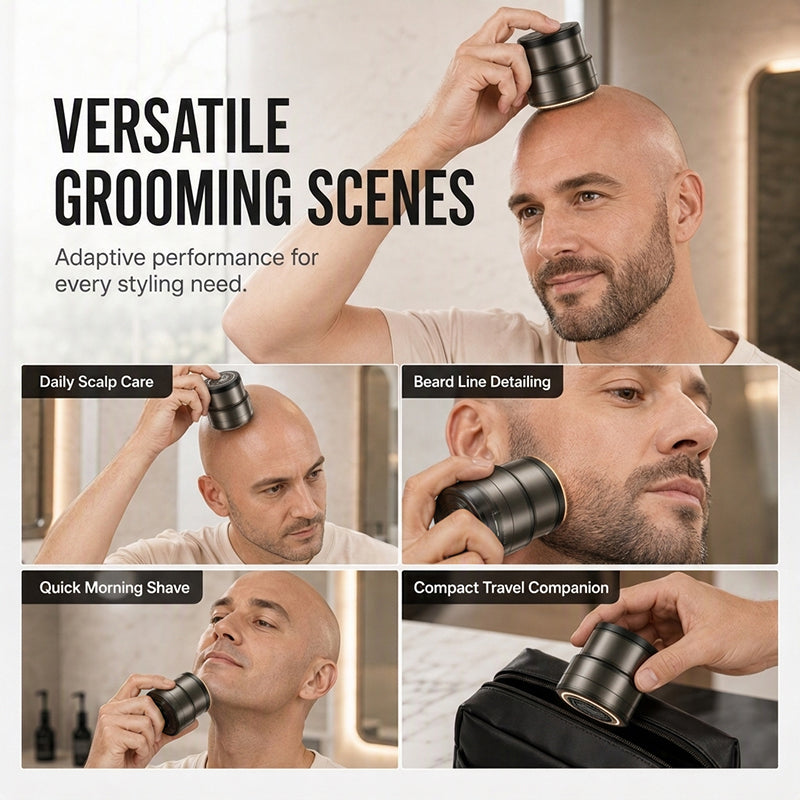 💈🔋 Rasoir Électrique 2-en-1 pour Crâne et Barbe – 30 Lames, Tête Flottante 360° et Affichage Numérique