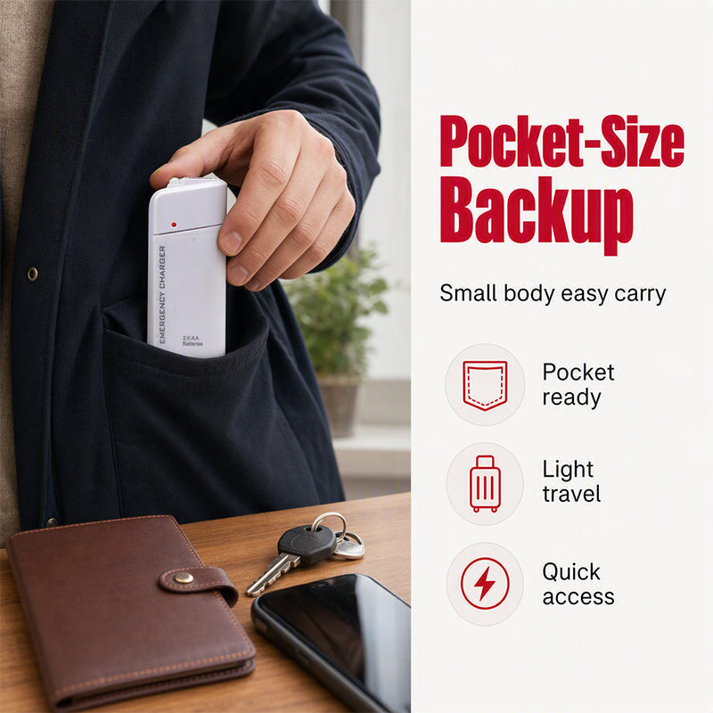 🔥‑50% OFFRE LIMITÉE🔋 Chargeur d’urgence portable, alimenté par piles AA, batterie externe avec lampe torche LED pour téléphone ✨